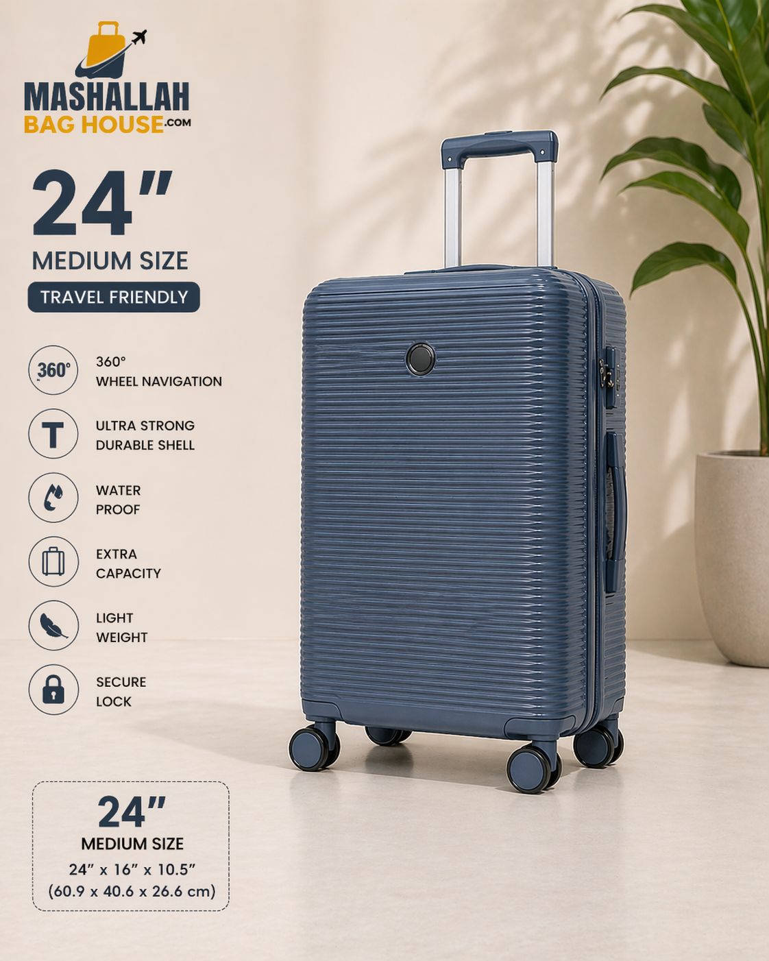 ProTravel 3-Piece Hard Shell Luggage Set – Lightweight, Durable