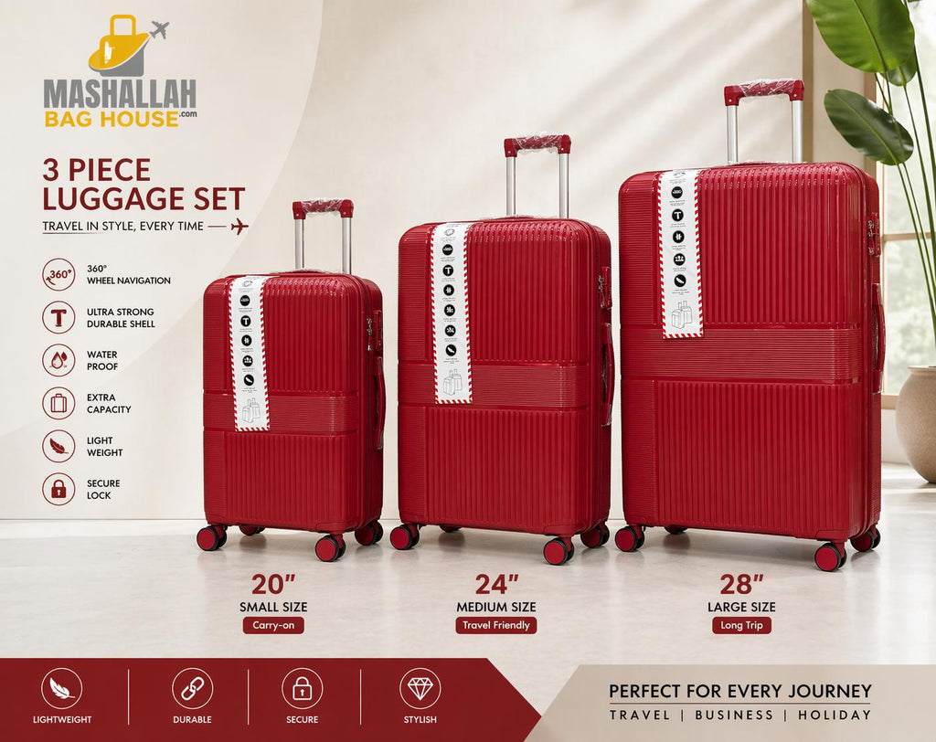 PowerMove 3-Piece Travel Luggage Set – Extra Capacity, Ultra Durable