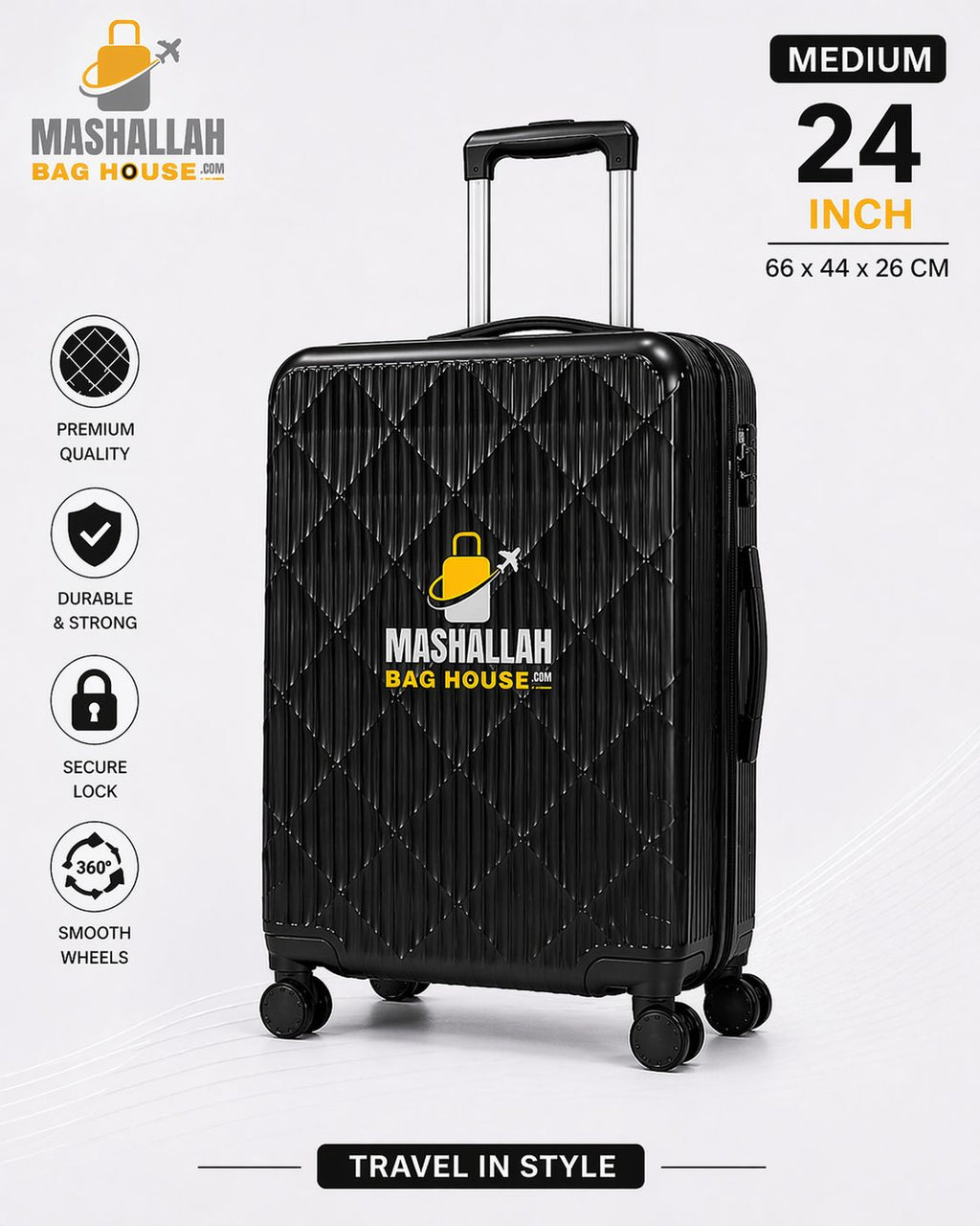 Royal Glide 3-Piece ABS Luggage Set - Impact Resistant, Lightweight