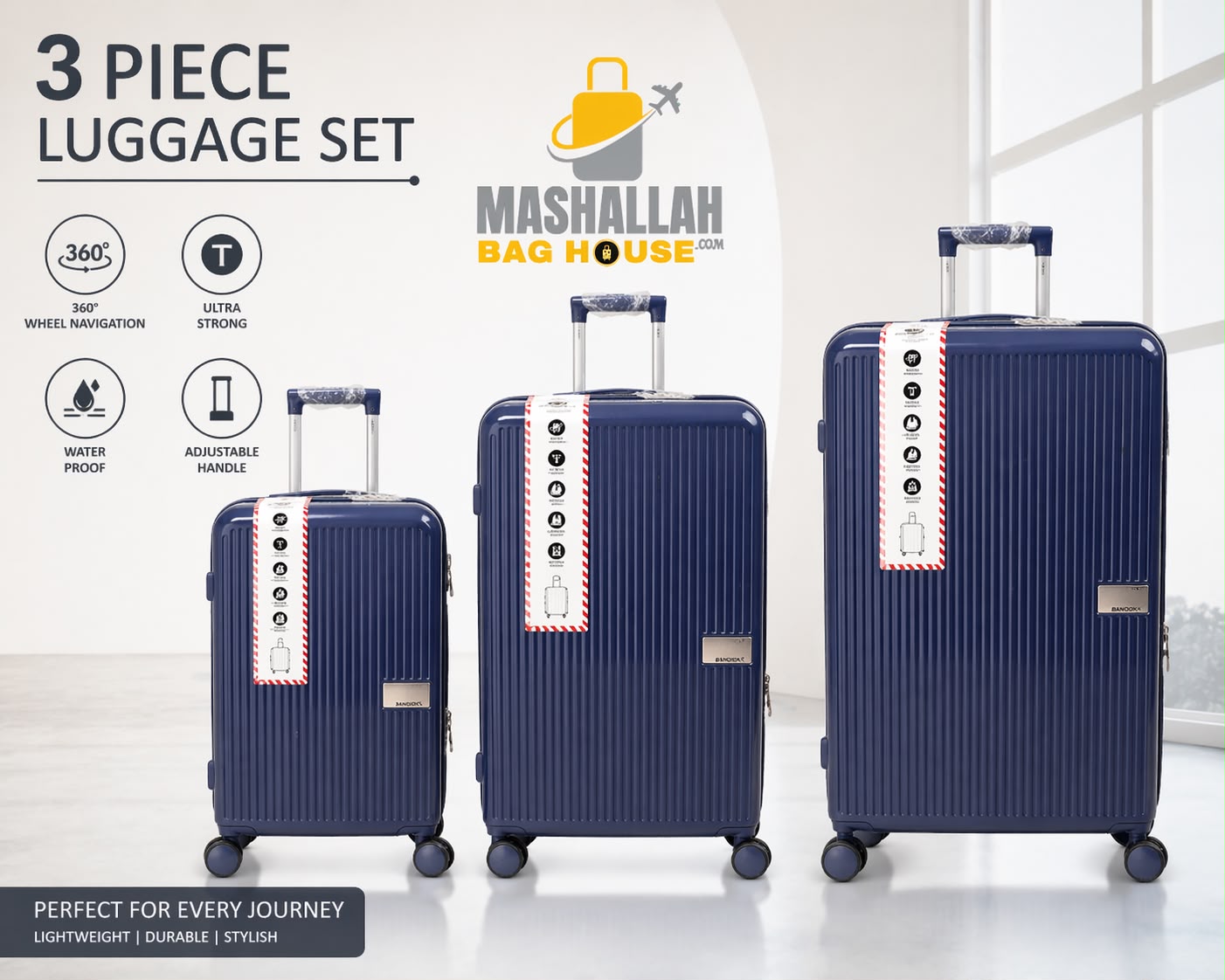 Voyager Elite™ 3-Piece Premium Hard Shell Luggage bag