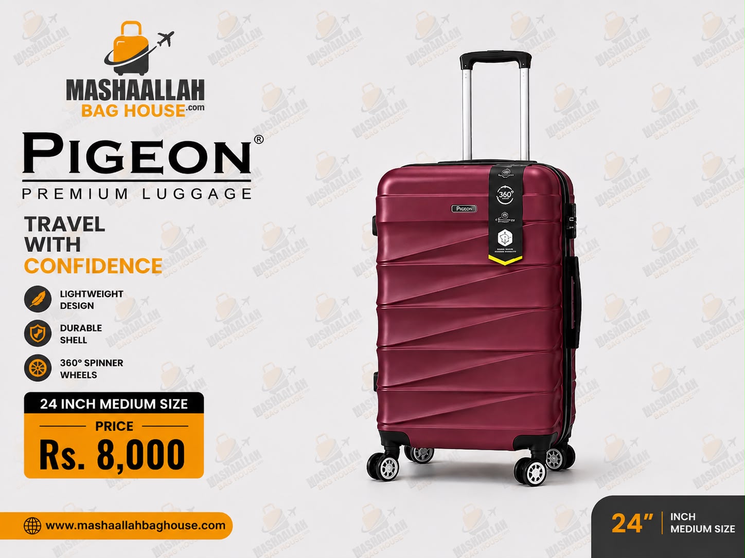 Lightweight Hard Shell Pigeon Prestige™ 3-Piece Luggage