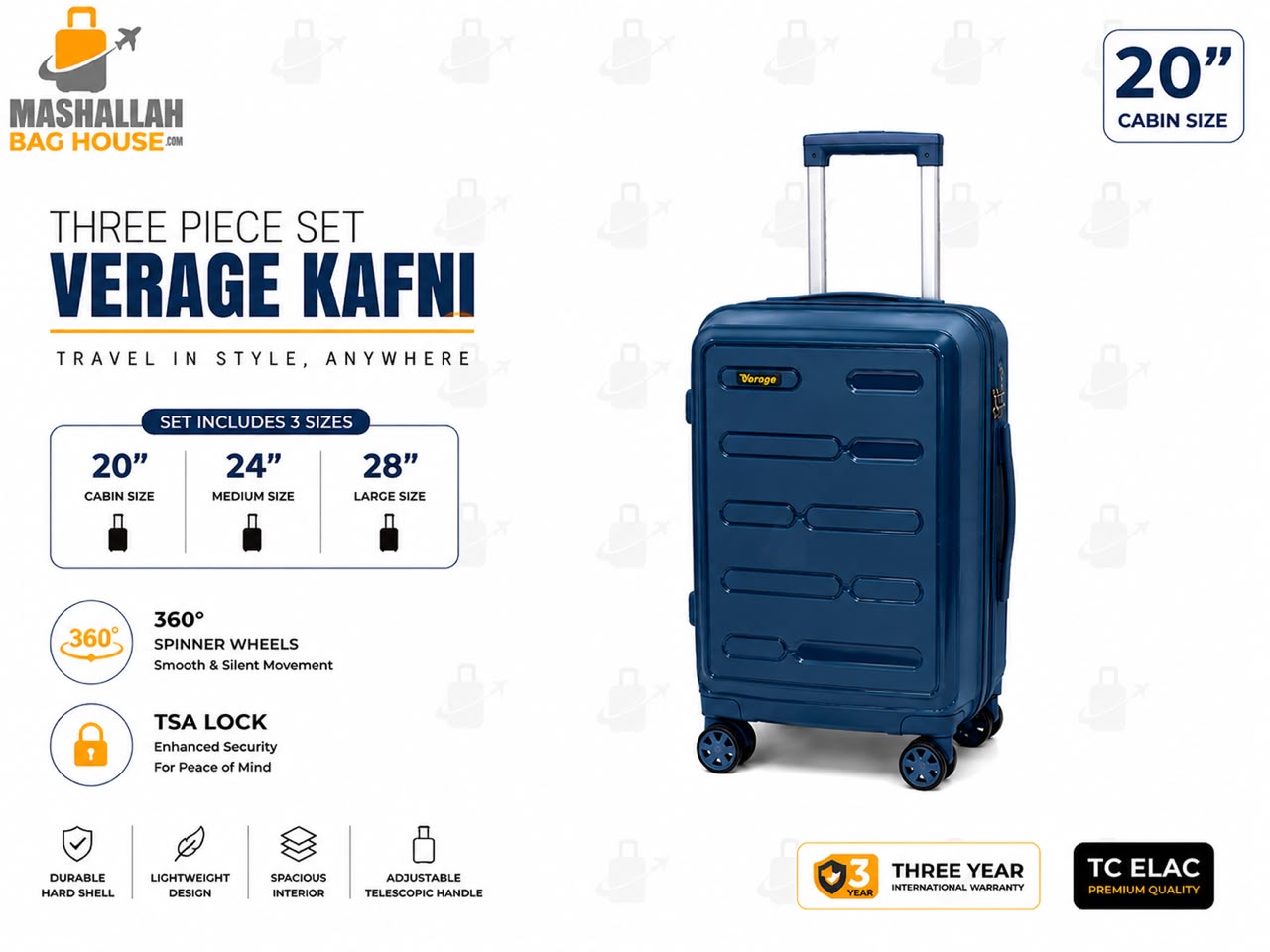 Verage Kafni Premium 3-Piece Luggage