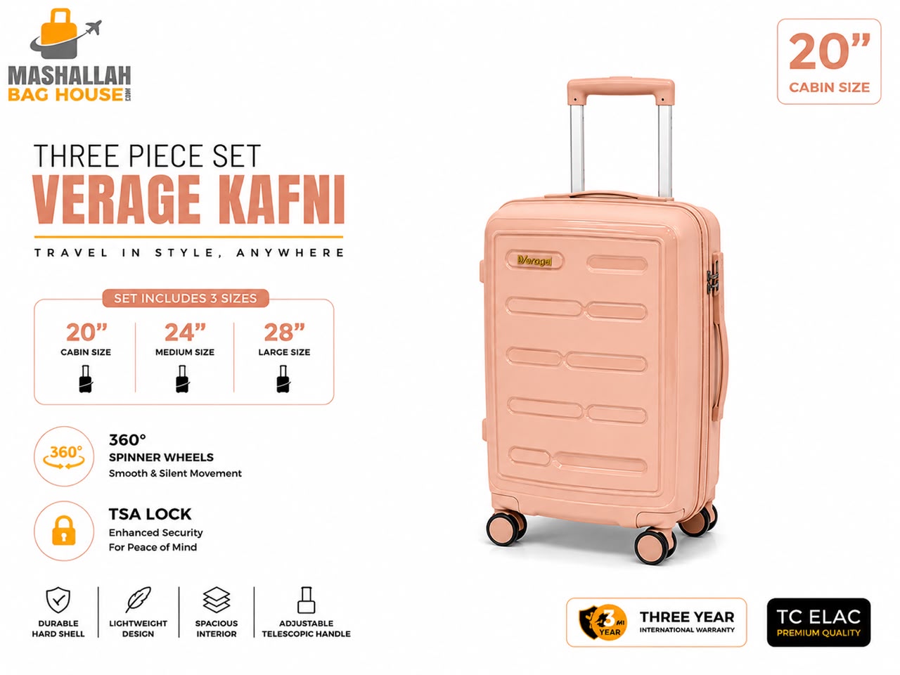 Verage Kafni Premium 3-Piece Luggage