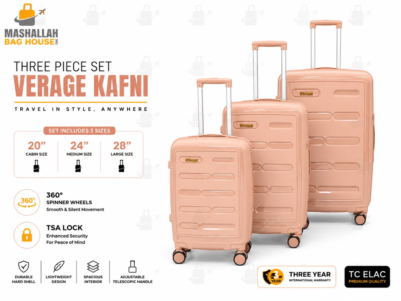 Verage Kafni Premium 3-Piece Luggage