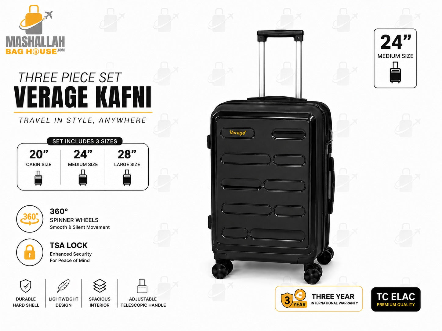 Verage Kafni Premium 3-Piece Luggage