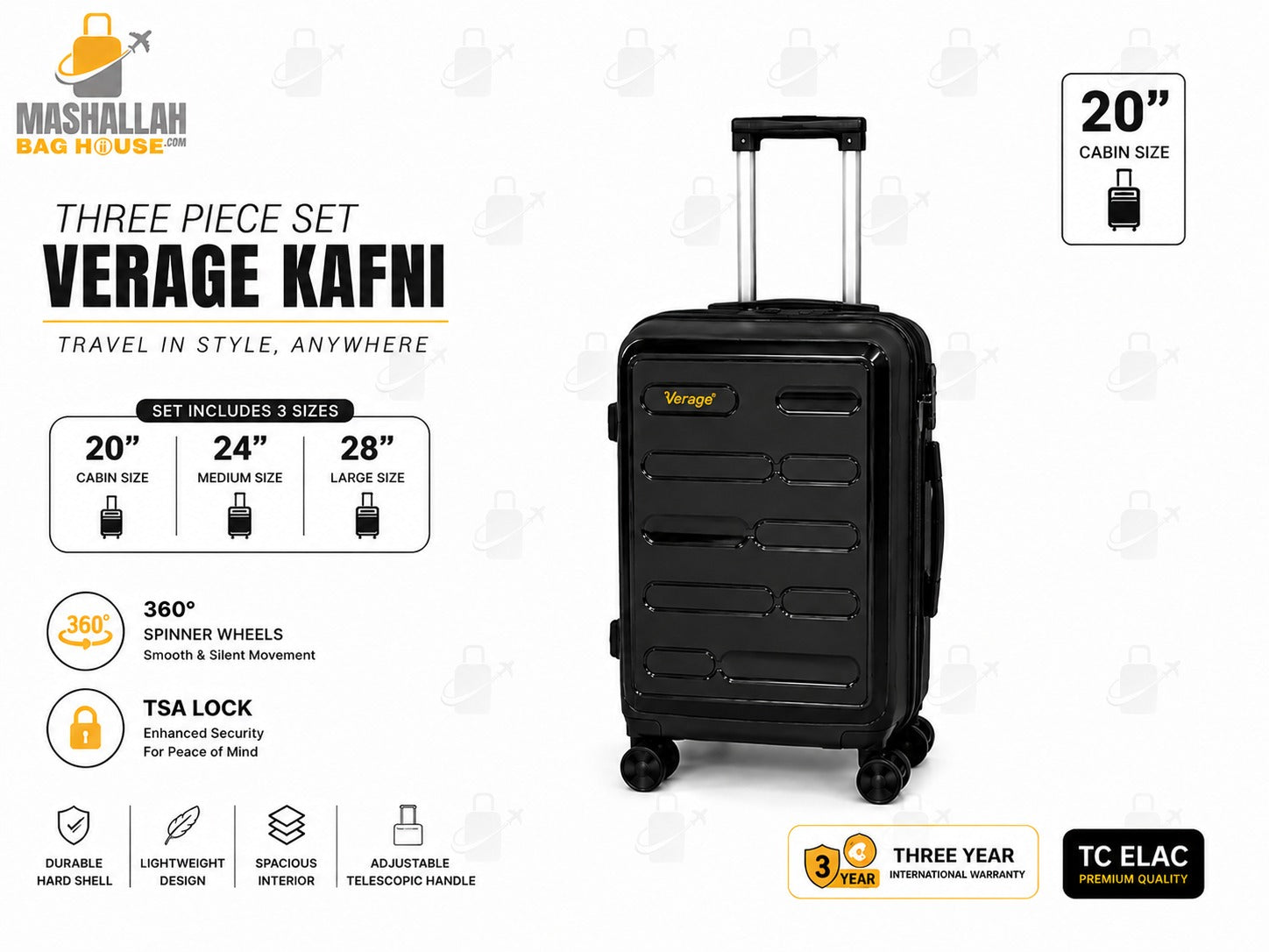 Verage Kafni Premium 3-Piece Luggage