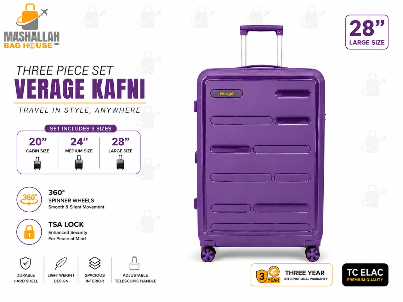 Verage Kafni Premium 3-Piece Luggage