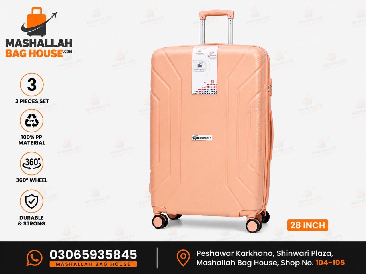 Crocodile Premium PP 3-Piece Luggage Set – Unbreakable