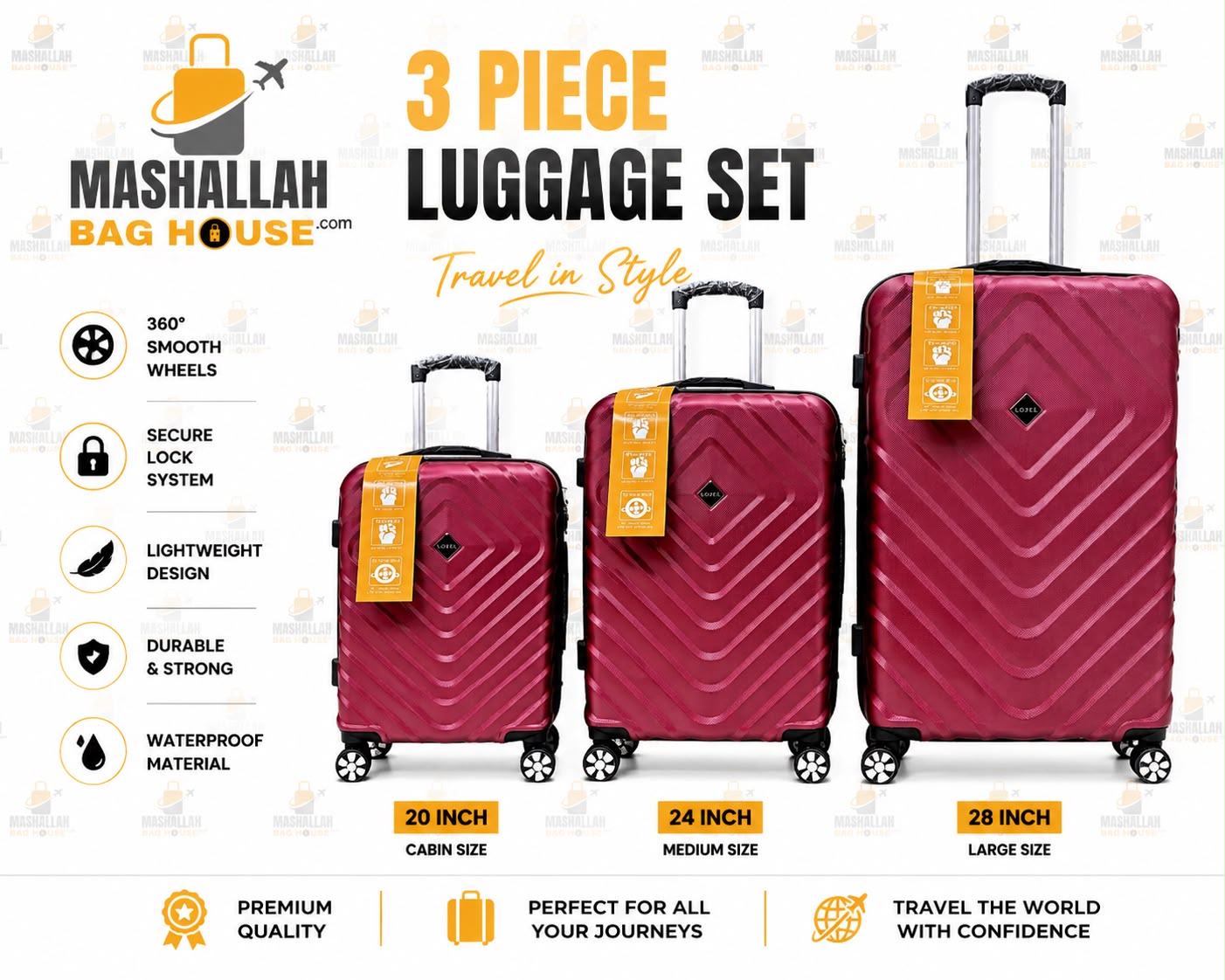 Lojel Premium 3-Piece Luggage – Lightweight