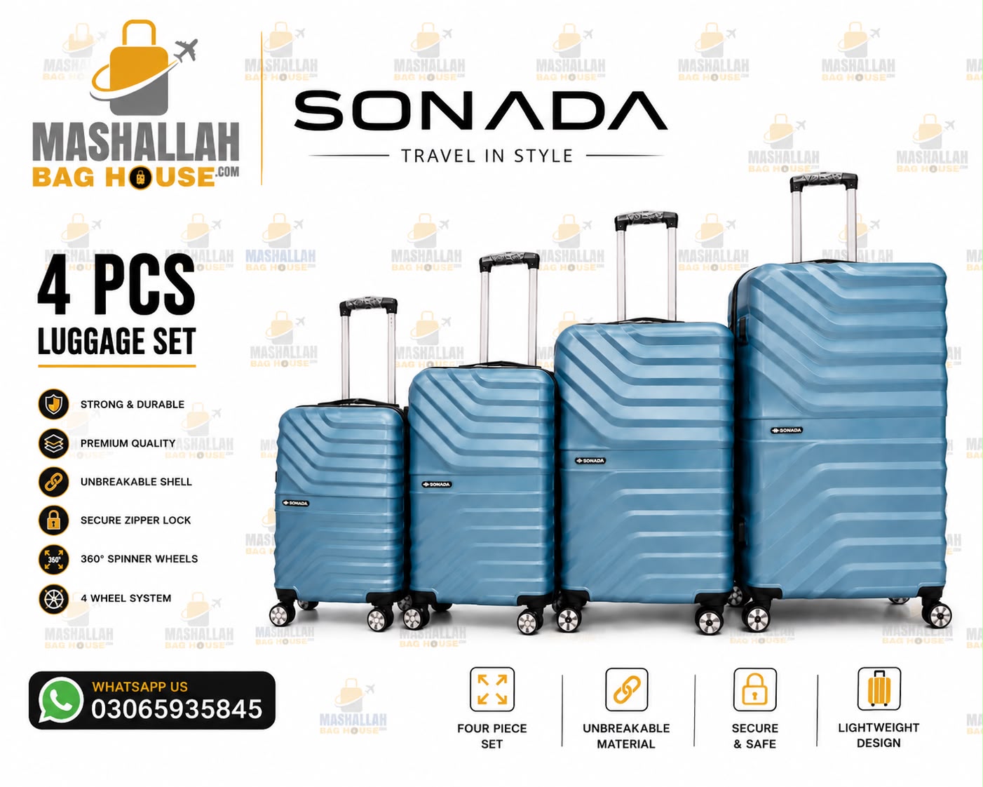 SONADA™ Signature Collection 4-Piece Premium Luggage