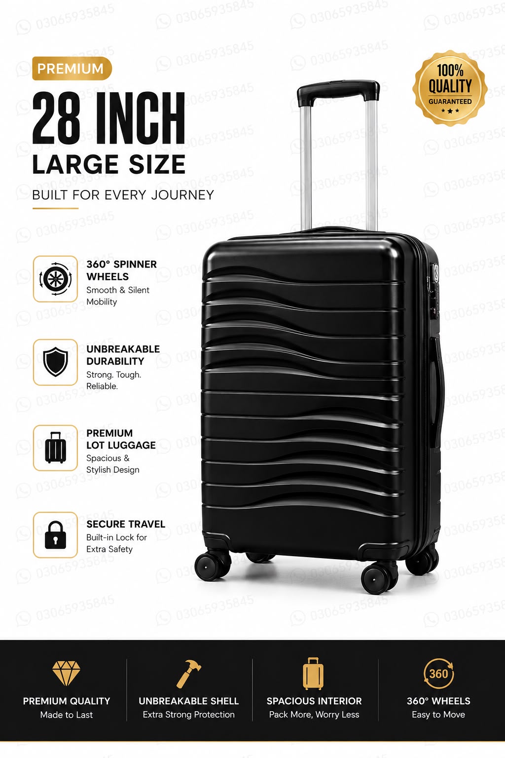 Premium 3-Piece Hard Shell Luggage Set