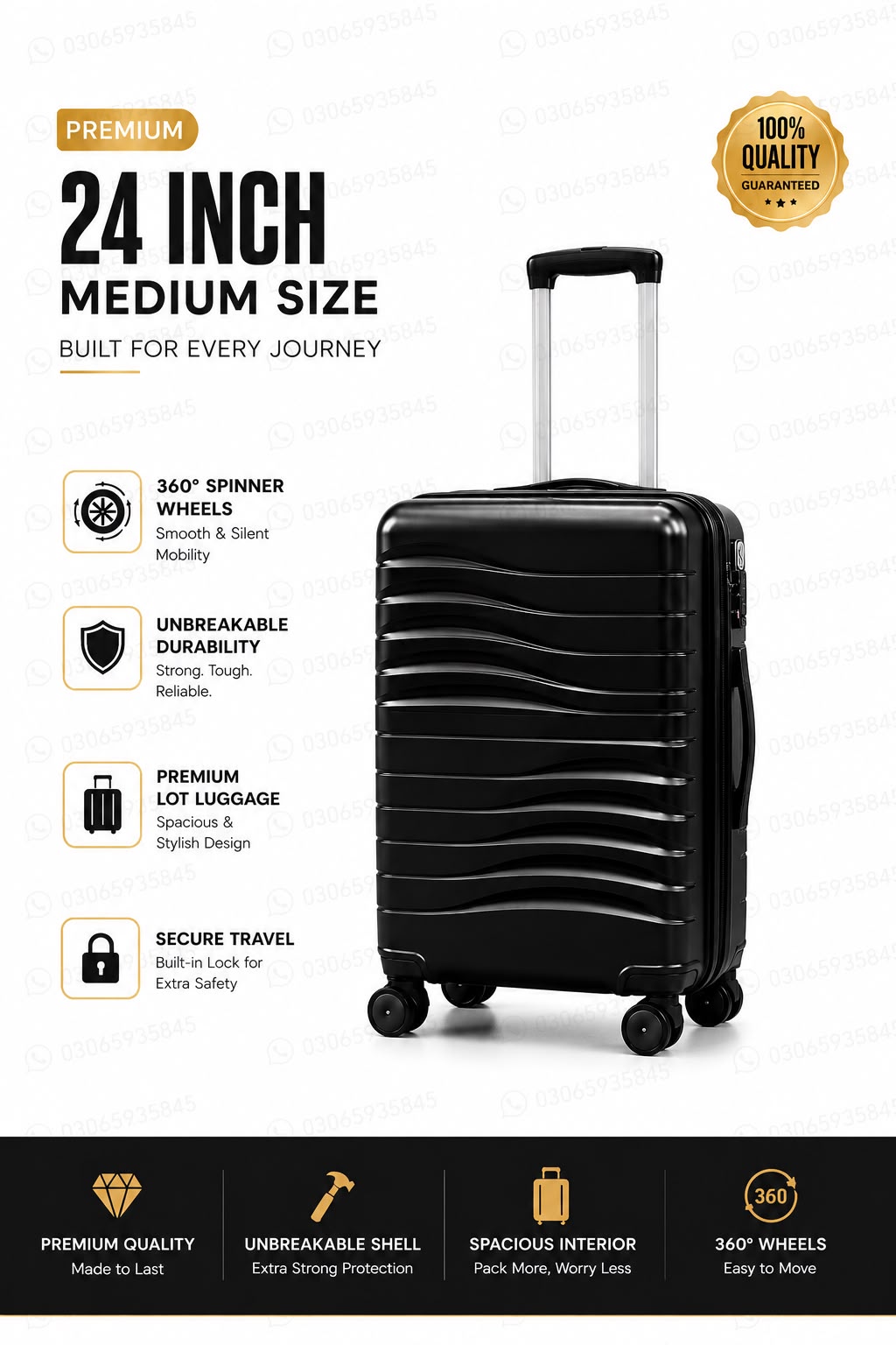 Premium 3-Piece Hard Shell Luggage Set