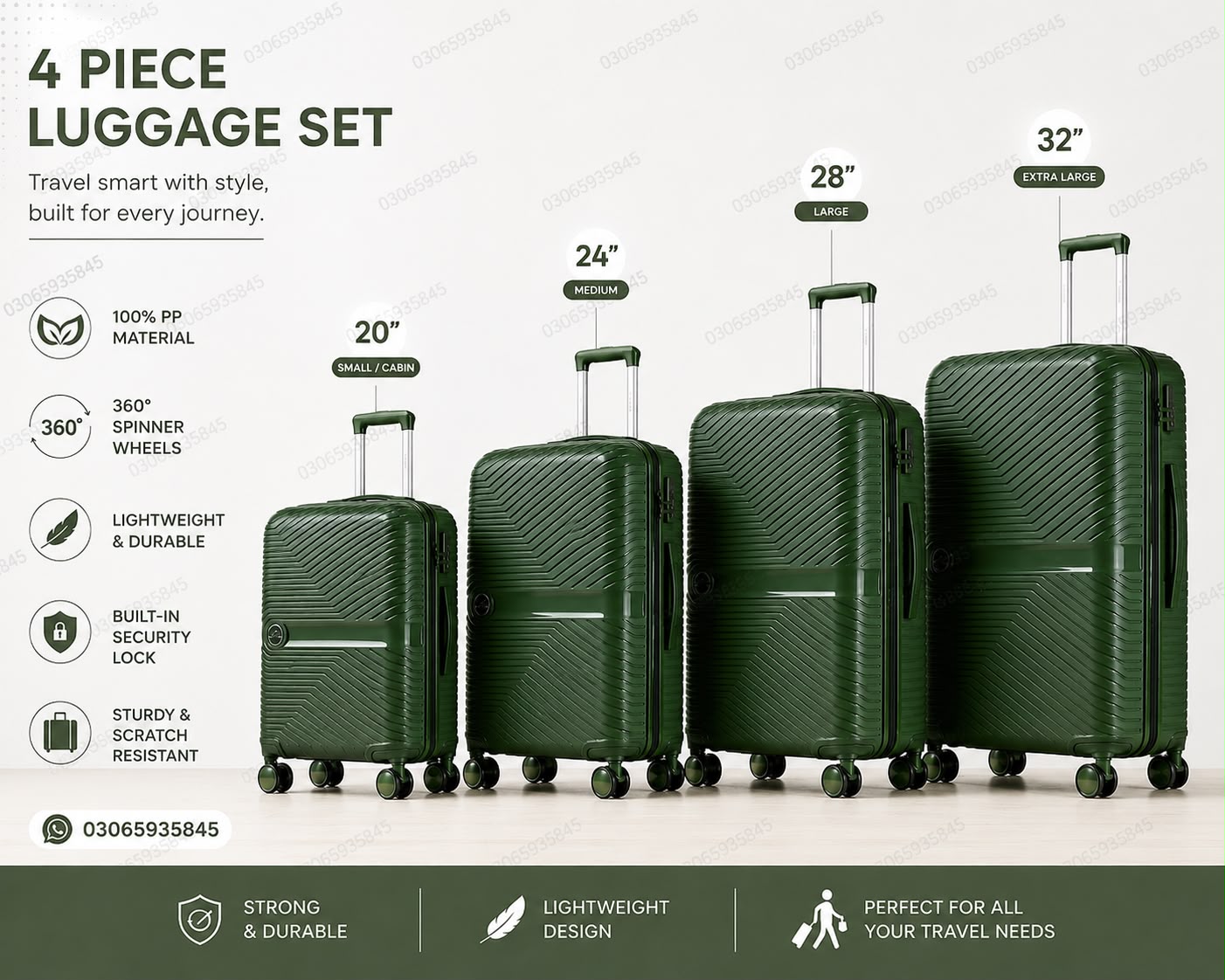 Leaves King 4 Piece PP Hard Shell Luggage Set