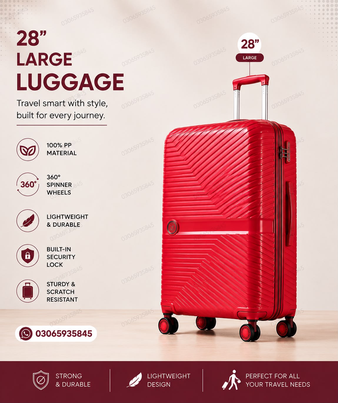 Leaves King 4 Piece PP Hard Shell Luggage Set