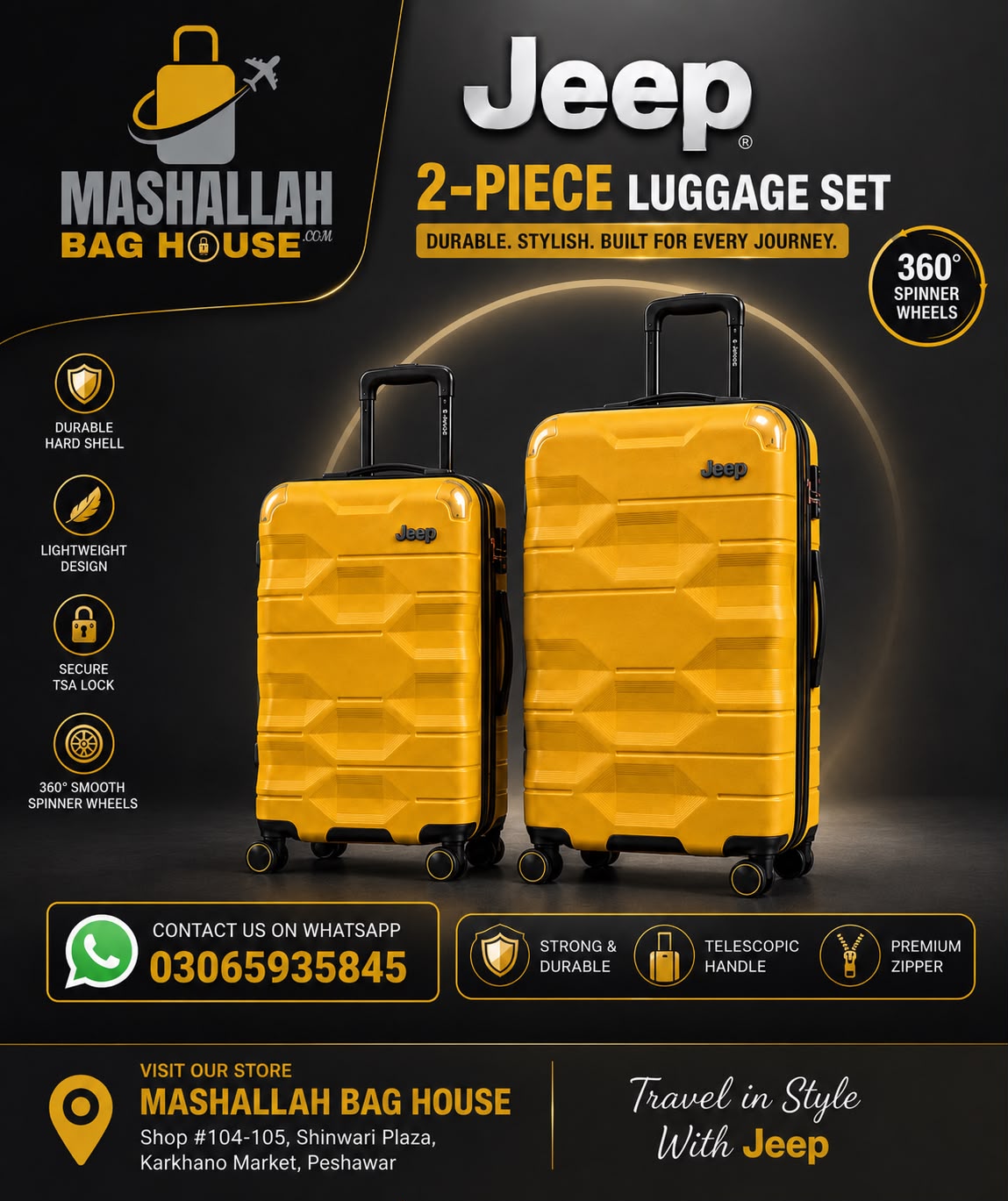 Jeep 2 Piece Hard Shell Luggage