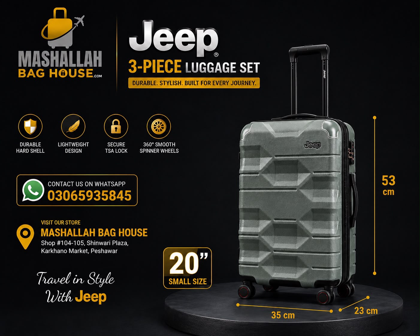 Jeep 2 Piece Hard Shell Luggage