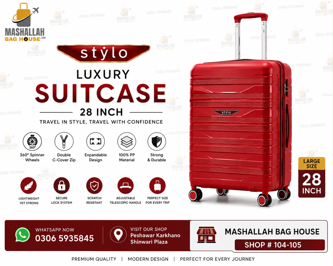 Stylo 3P Luxury Suitcase Set – 3 Piece Hardshell Luggage