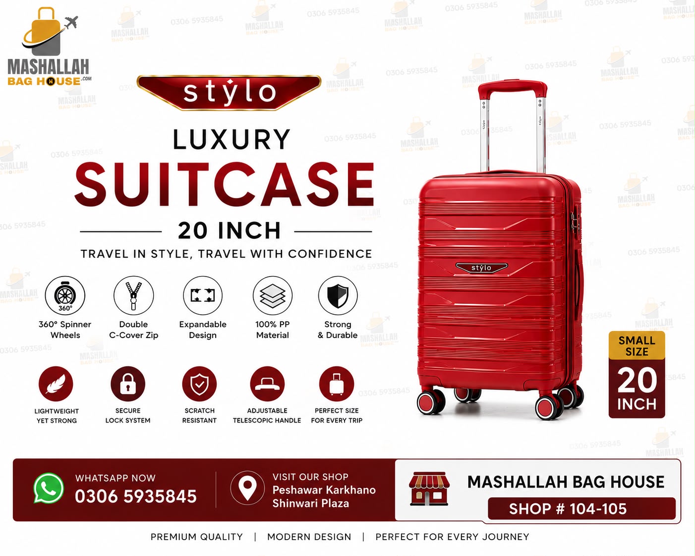 Stylo 3P Luxury Suitcase Set – 3 Piece Hardshell Luggage