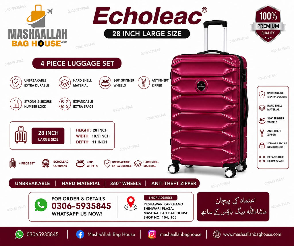 Echoleac Premium 4 Piece Unbreakable Luggage Set
