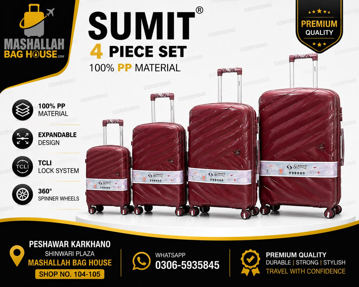 SUMMIT Premium 4-Piece Unbreakable PP Luggage Set