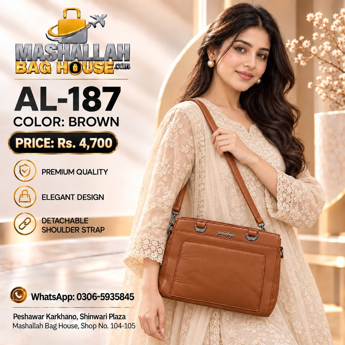 AL-187 Premium Ladies Handbag – Tough, Durable