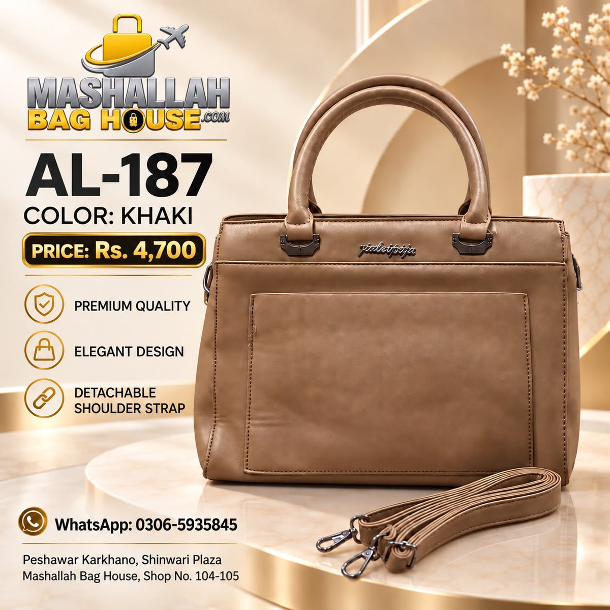 AL-187 Premium Ladies Handbag – Tough, Durable