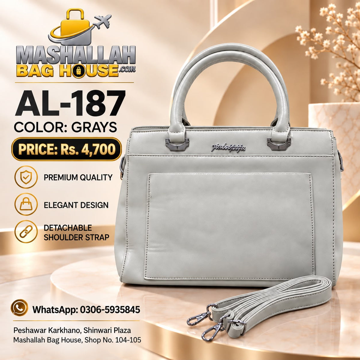 AL-187 Premium Ladies Handbag – Tough, Durable