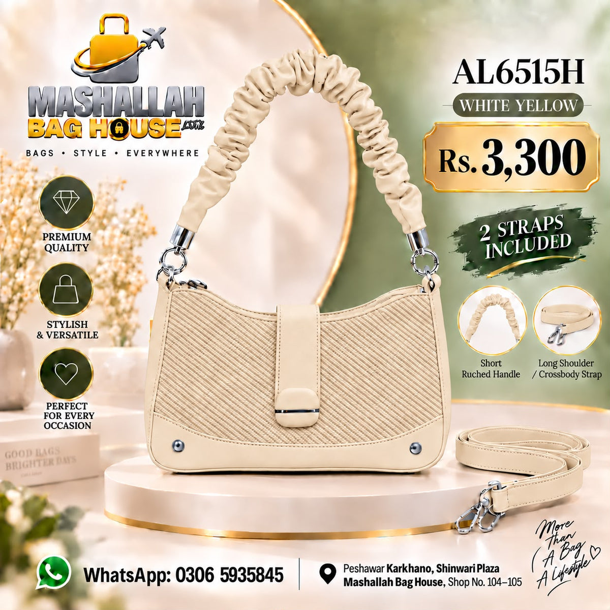 Ladies Handbags – AL-6515H Premium 2-Strap Shoulder Bag
