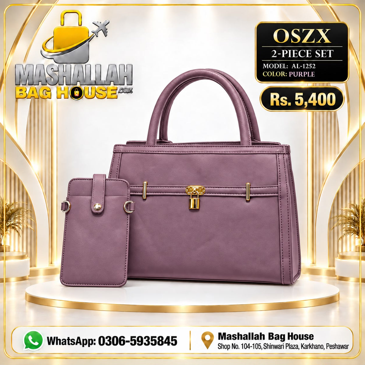 2-Piece Ladies Handbag Set – Hand & Shoulder Bag