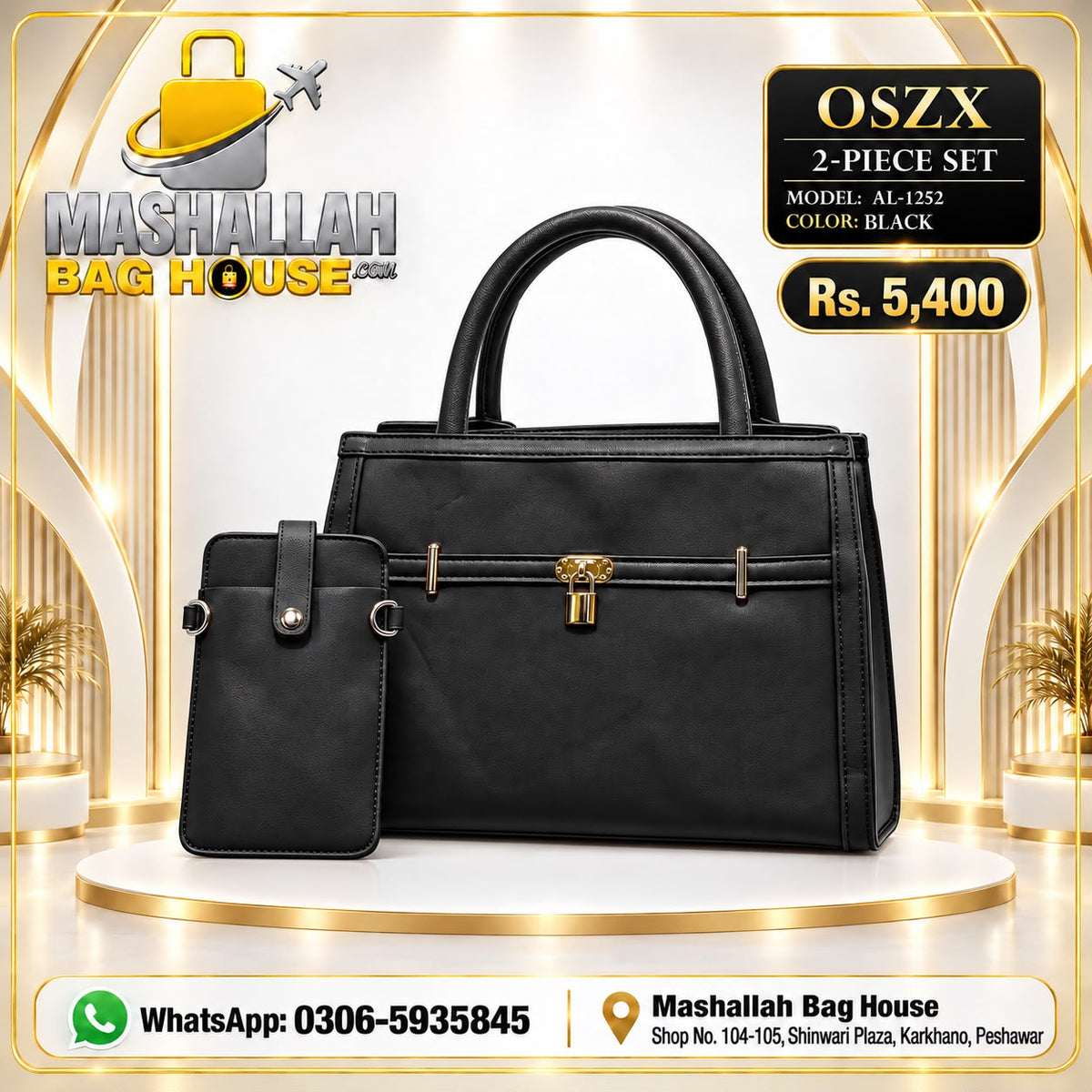 2-Piece Ladies Handbag Set – Hand & Shoulder Bag