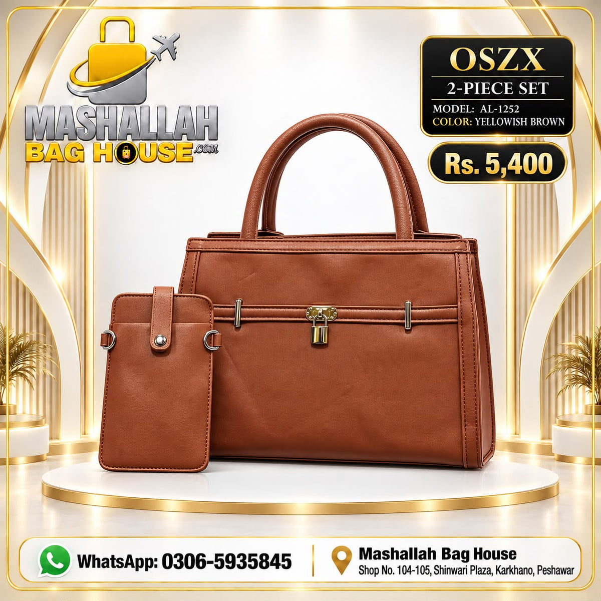 2-Piece Ladies Handbag Set – Hand & Shoulder Bag