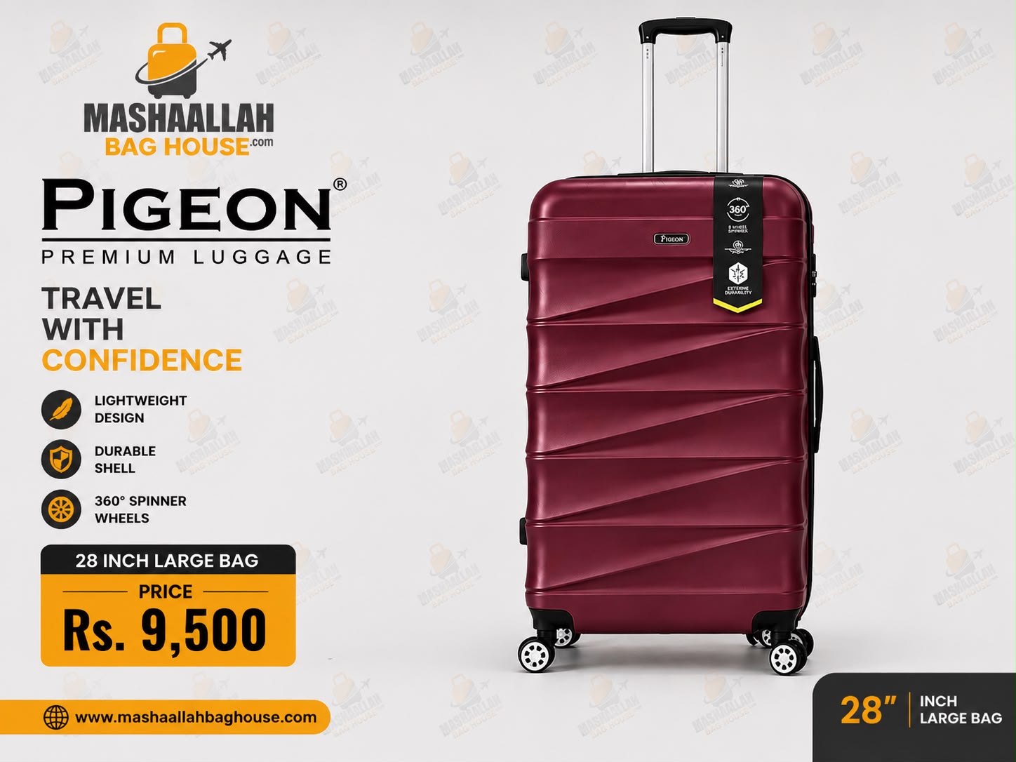 Lightweight Hard Shell Pigeon Prestige™ 3-Piece Luggage