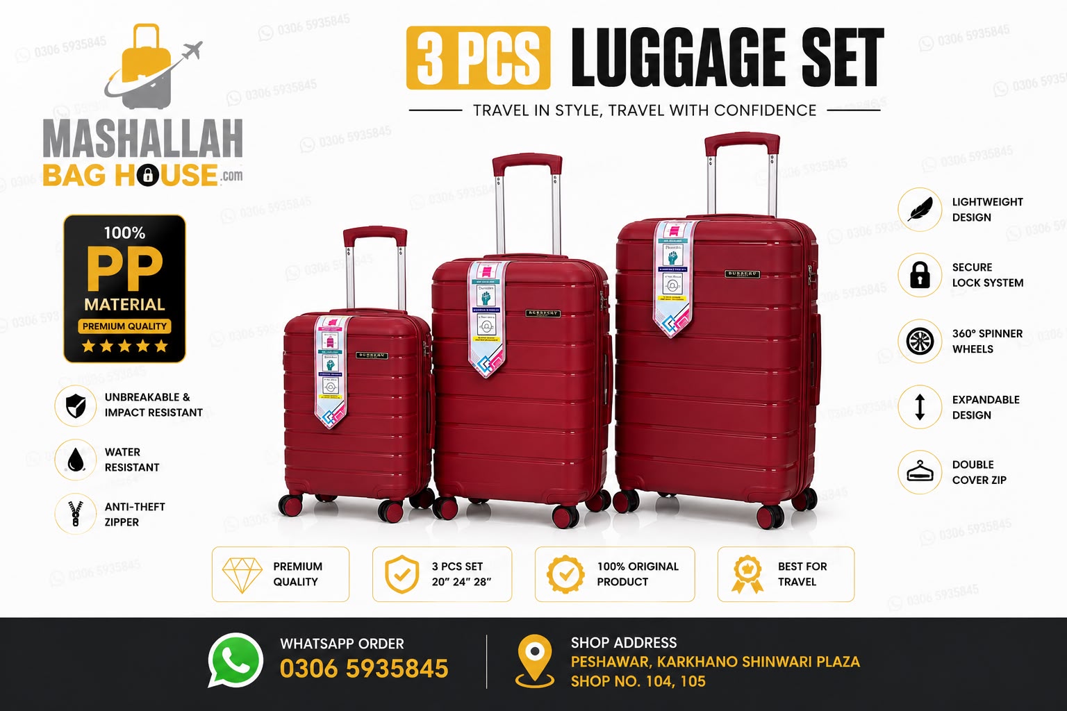 Burberry Luggage Set – Unbreakable Travel Suitcase